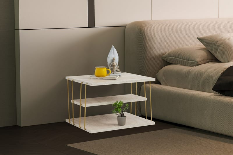 Lifon Sidobord 50 cm - Guld/Marmor - Möbler - Vardagsrum - Soffbord & vardagsrumsbord - Brickbord