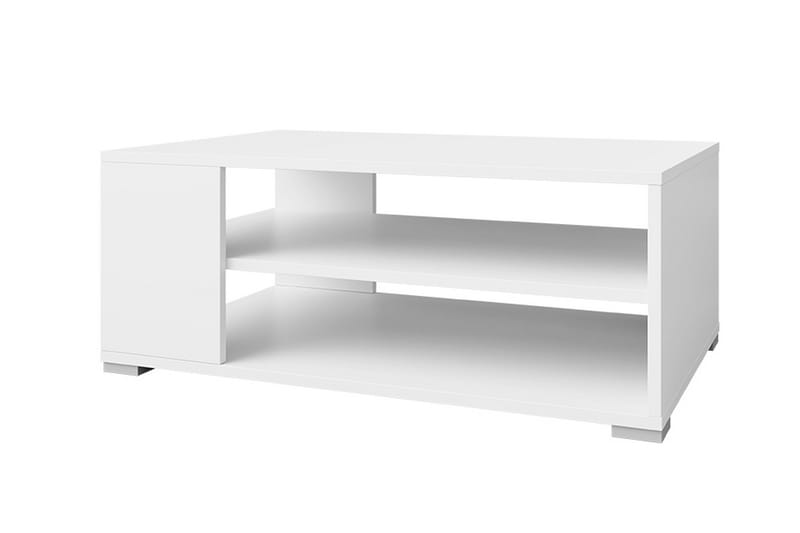 Lindesberg 100 cm Rektangulärt Soffbord med Hyllor i Målat Trä, Vit