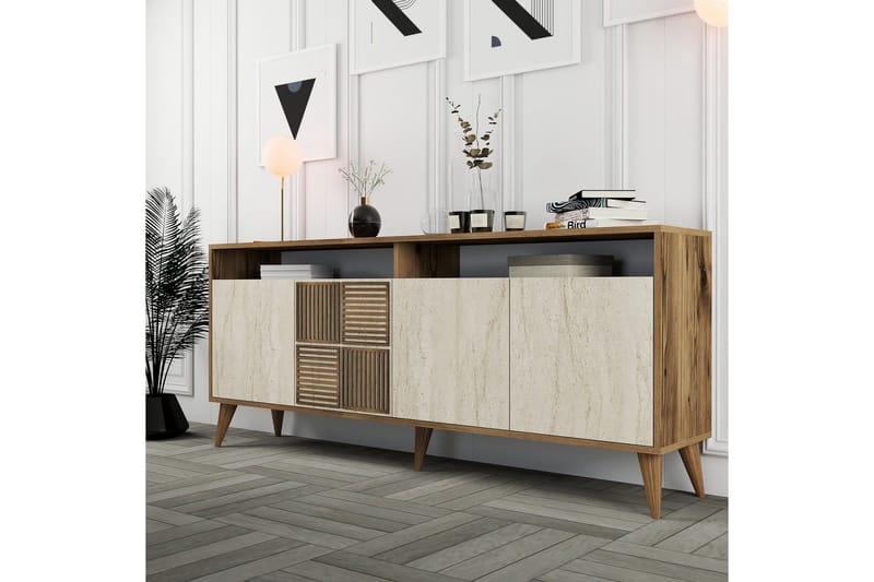 Lissione Konsollbord 180 cm - Valnöt/Beige - Möbler - Vardagsrum - Soffbord & vardagsrumsbord - Avlastningsbord & konsolbord