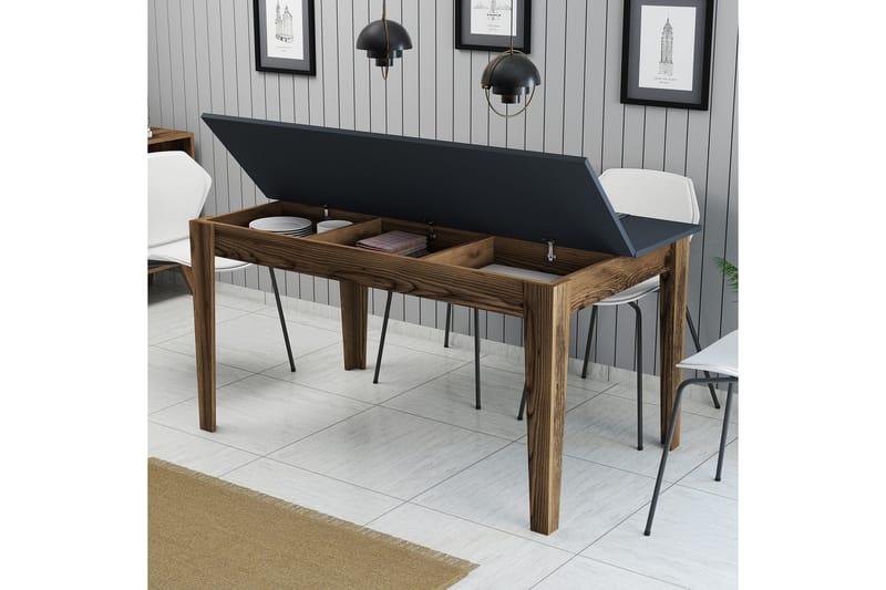 LISSIONE Matbord 145x88 cm Brun/Svart - Möbler - Matplats - Matbord & köksbord