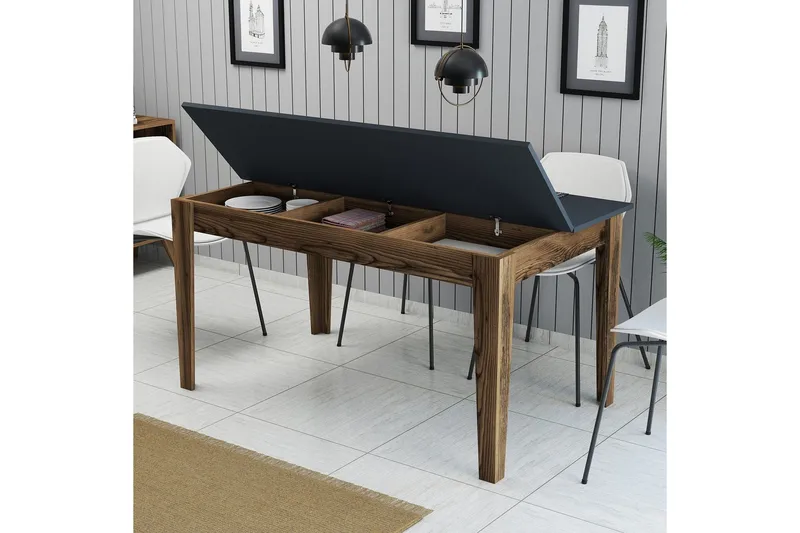 Lissione Matbord 145x88 cm Brun/Svart - Hanah Home - Möbler - Matplats - Matbord & köksbord