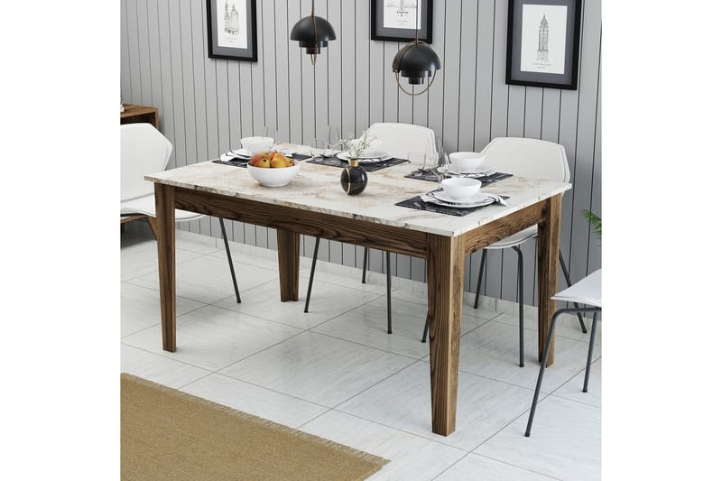 Lissione Matbord 145x88 cm Brun/Vit - Hanah Home - Möbler - Matplats - Matbord & köksbord