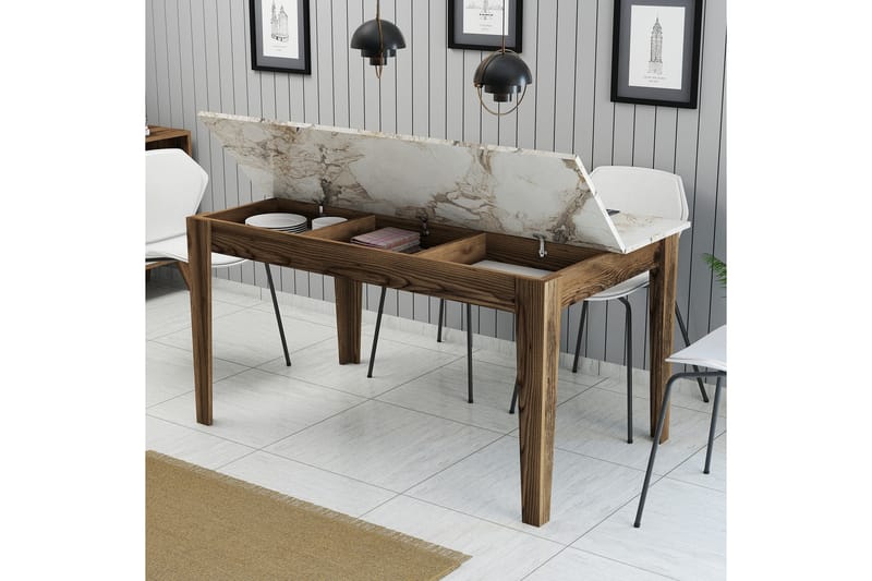 LISSIONE Matbord 145x88 cm Brun/Vit - Möbler - Matplats - Matbord & köksbord