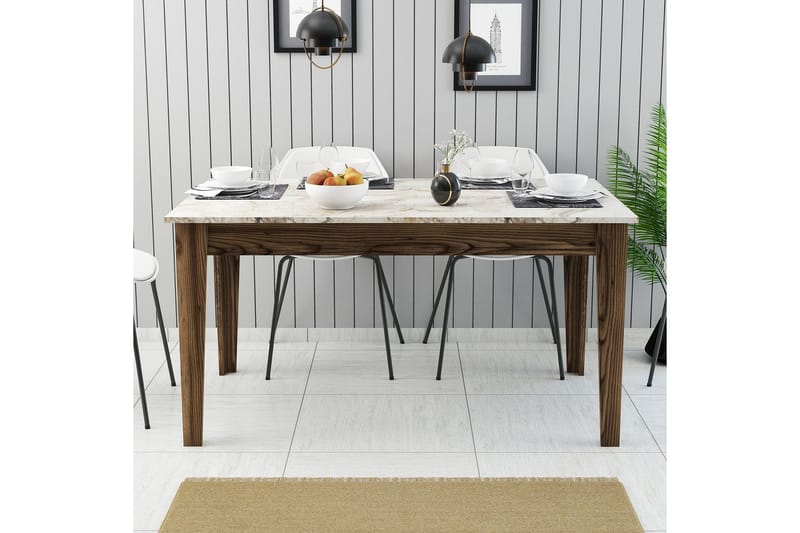 Lissione Matbord 145x88 cm Brun/Vit - Hanah Home - Möbler - Matplats - Matbord & köksbord