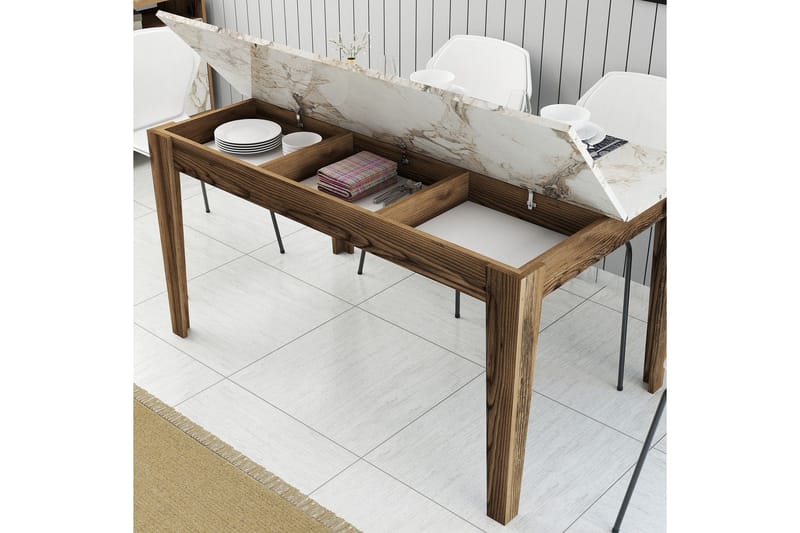 Lissione Matbord 145x88 cm Brun/Vit - Hanah Home - Möbler - Matplats - Matbord & köksbord