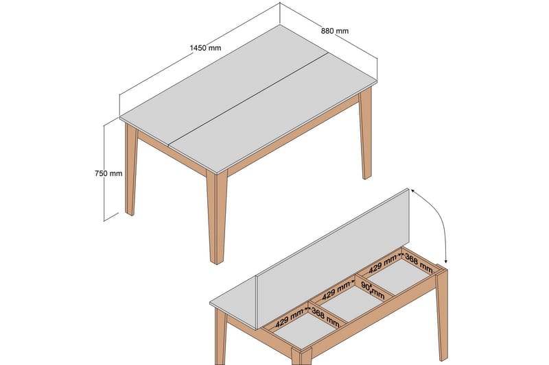 LISSIONE Matbord 145x88 cm Vit - Bord - Matbord & köksbord