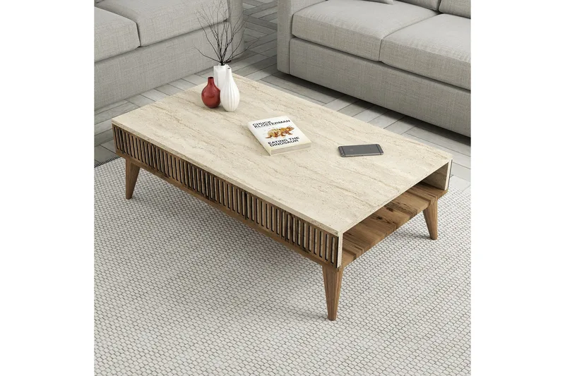 Lissione Soffbord 105 cm - Valnöt/Beige - Möbler - Vardagsrum - Soffbord & vardagsrumsbord - Soffbord