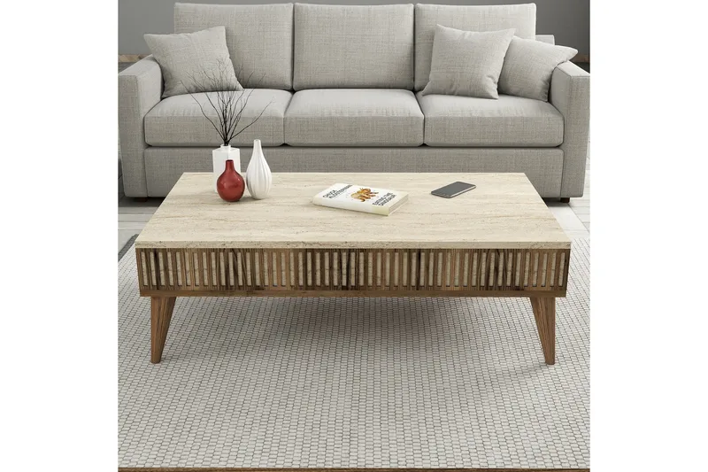 Lissione Soffbord 105 cm - Valnöt/Beige - Möbler - Vardagsrum - Soffbord & vardagsrumsbord - Soffbord