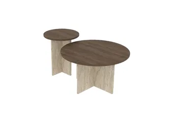 Lorricus Soffbord 70 cm Rund - Valnöt Och Travertin - Möbler - Vardagsrum - Soffbord & vardagsrumsbord - Soffbord