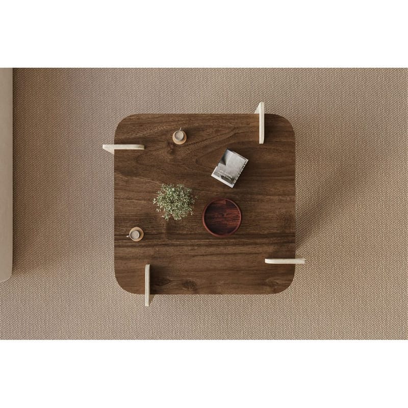Lorvenor Kvadratiskt Soffbord 90 cm i Trä med Skivben i Travertinlook - Brun - Möbler - Vardagsrum - Soffbord & vardagsrumsbord - Soffbord