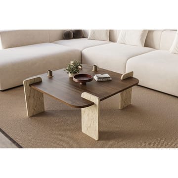 Lorvenor Kvadratiskt Soffbord 90 cm i Trä med Skivben i Travertinlook - Brun - Möbler - Vardagsrum - Soffbord & vardagsrumsbord - Soffbord