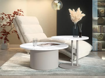 Lorvyn Satsbord rund 58/75 cm - Beige och vit marmor - Möbler - Vardagsrum - Soffbord & vardagsrumsbord - Soffbord