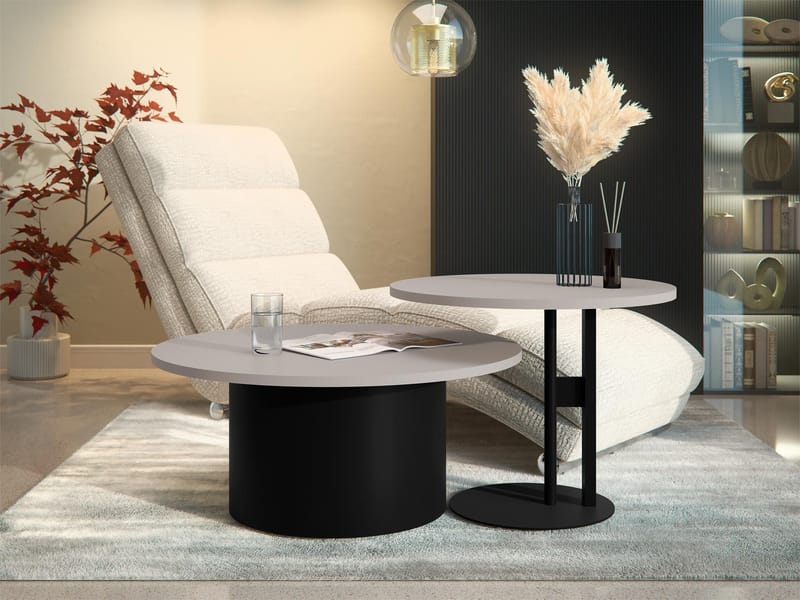 Lorvyn Satsbord rund 58/75 cm - Beige, svart - Möbler - Vardagsrum - Soffbord & vardagsrumsbord - Soffbord