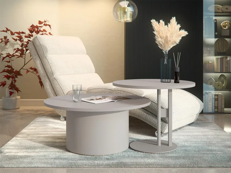 Lorvyn Satsbord rund 58/75 cm - Beige - Möbler - Vardagsrum - Soffbord & vardagsrumsbord - Soffbord