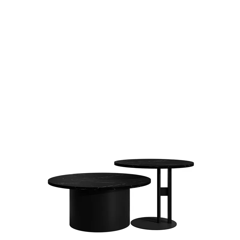 Lorvyn Satsbord rund 58/75 cm - Svart marmor - Möbler - Vardagsrum - Soffbord & vardagsrumsbord - Soffbord