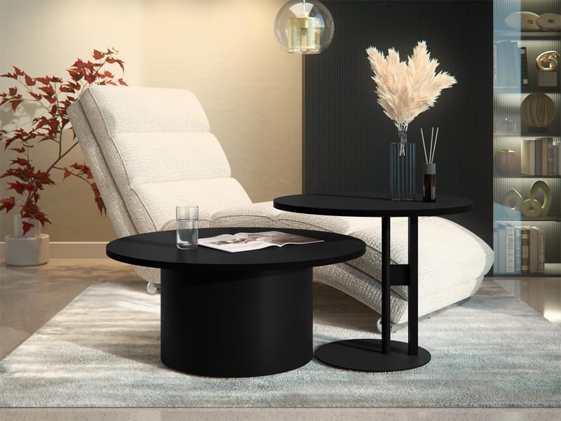 Lorvyn Satsbord rund 58/75 cm - Svart - Möbler - Vardagsrum - Soffbord & vardagsrumsbord - Soffbord