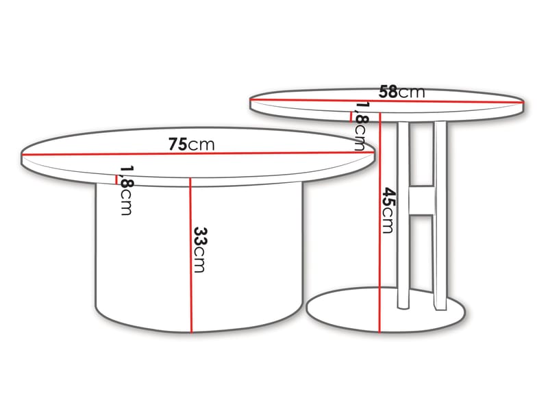 Lorvyn Satsbord rund 58/75 cm - Svart - Möbler - Vardagsrum - Soffbord & vardagsrumsbord - Soffbord
