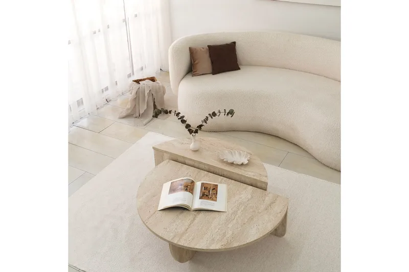 Louvrall Soffbord 90 cm - Beige - Möbler - Vardagsrum - Soffbord & vardagsrumsbord - Satsbord