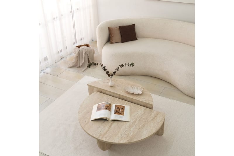 Louvrall Soffbord 90 cm - Beige - Möbler - Vardagsrum - Soffbord & vardagsrumsbord - Satsbord