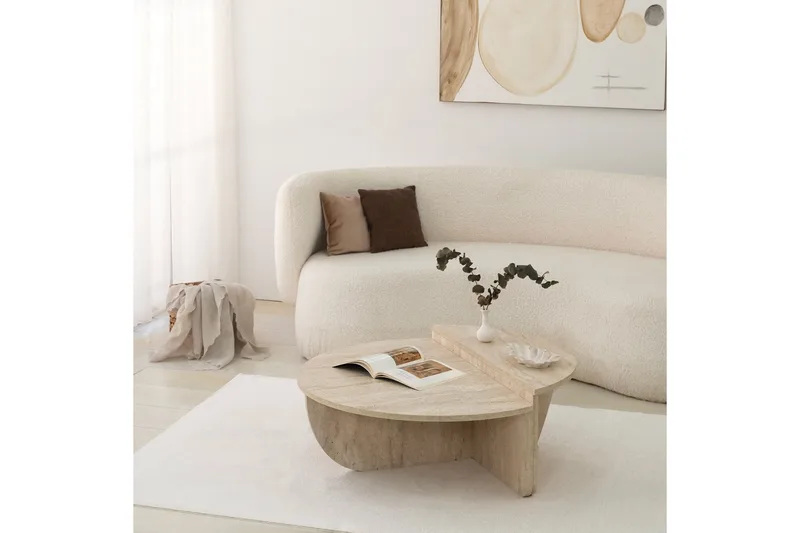 Louvrall Soffbord 90 cm - Beige - Möbler - Vardagsrum - Soffbord & vardagsrumsbord - Satsbord