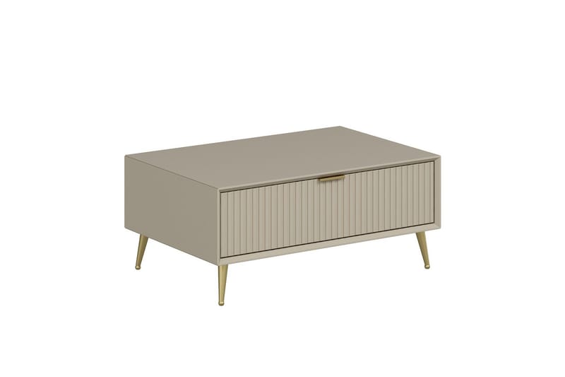 Luxe 90 cm Rektangulärt Soffbord med Lådor i Trä - Beige - Möbler - Vardagsrum - Soffbord & vardagsrumsbord - Soffbord