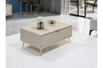 Luxe 90 cm Rektangulärt Soffbord med Lådor i Trä - Beige - Möbler - Vardagsrum - Soffbord & vardagsrumsbord - Soffbord