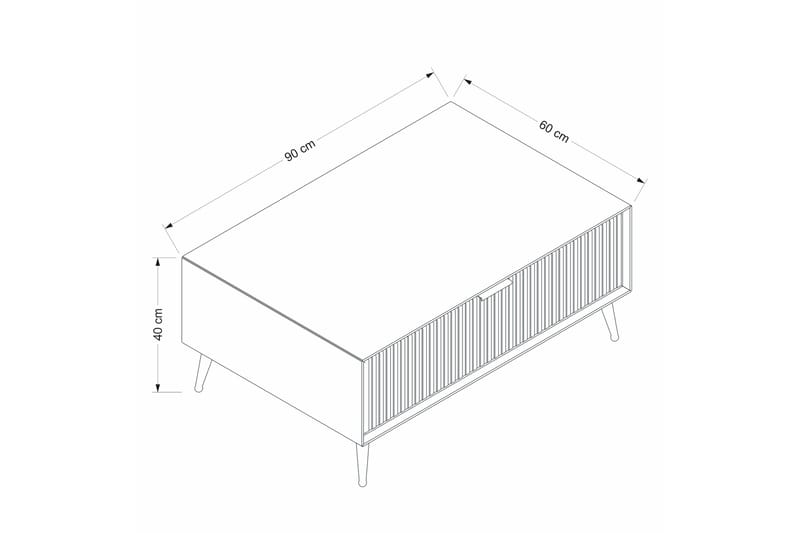 Luxe 90 cm Rektangulärt Soffbord med Lådor i Trä - Beige - Möbler - Vardagsrum - Soffbord & vardagsrumsbord - Soffbord