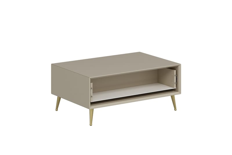 Luxe 90 cm Rektangulärt Soffbord med Lådor i Trä - Beige - Möbler - Vardagsrum - Soffbord & vardagsrumsbord - Soffbord