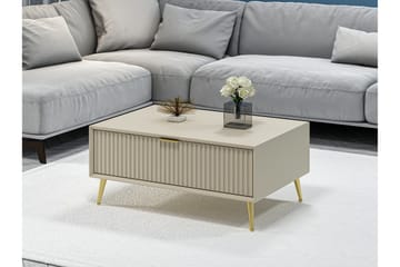 Luxe 90 cm Rektangulärt Soffbord med Lådor i Trä - Beige - Möbler - Vardagsrum - Soffbord & vardagsrumsbord - Soffbord