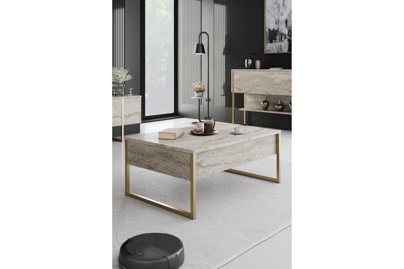 Luxe Soffbord 90 cm - Beige/Guld - Möbler - Vardagsrum - Soffbord & vardagsrumsbord - Soffbord