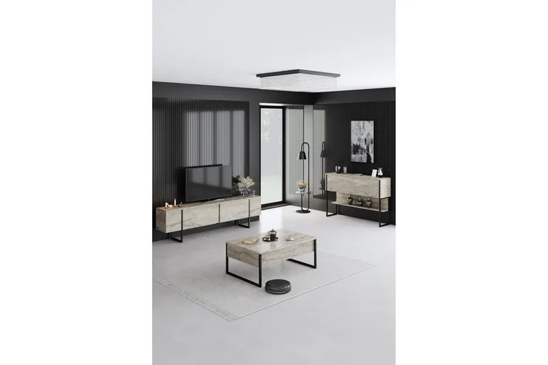 Luxe Soffbord 90 cm - Beige/Svart - Möbler - Vardagsrum - Soffbord & vardagsrumsbord - Soffbord