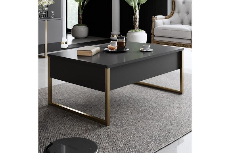 LUXE Soffbord 90x40 cm Svart/Guld - Soffbord - Bord