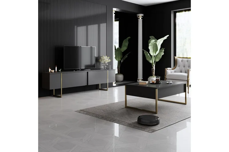 Luxe Soffbord 90x40 cm Svart/Guld - Hanah Home - Möbler - Vardagsrum - Soffbord & vardagsrumsbord - Soffbord