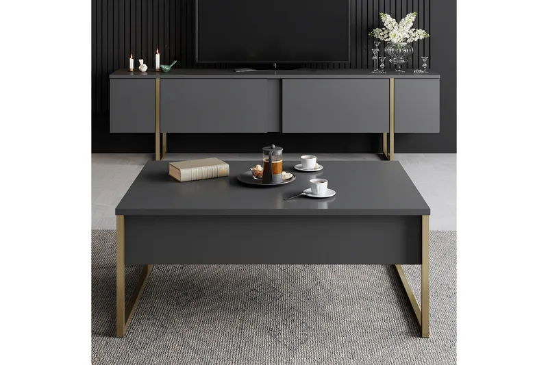 Luxe Soffbord 90x40 cm Svart/Guld - Hanah Home - Möbler - Vardagsrum - Soffbord & vardagsrumsbord - Soffbord