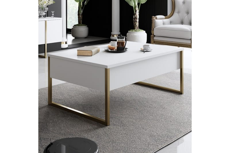 Luxe Soffbord 90x40 cm Vit/Guld - Hanah Home - Möbler - Vardagsrum - Soffbord & vardagsrumsbord - Soffbord