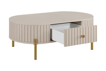 Maggio Ovalt Soffbord 100 cm med Lådor i Trä och Metall - Beige - Möbler - Vardagsrum - Soffbord & vardagsrumsbord - Soffbord