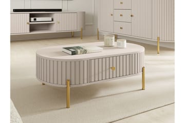 Maggio Ovalt Soffbord 100 cm med Lådor i Trä och Metall - Beige - Möbler - Vardagsrum - Soffbord & vardagsrumsbord - Soffbord