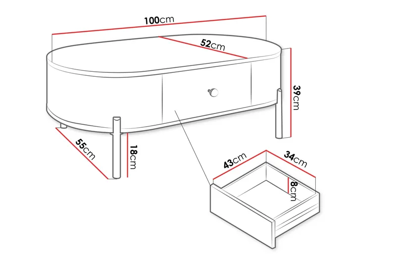 Maggio Soffbord 100x55 cm - Vit - Möbler - Vardagsrum - Soffbord & vardagsrumsbord - Soffbord