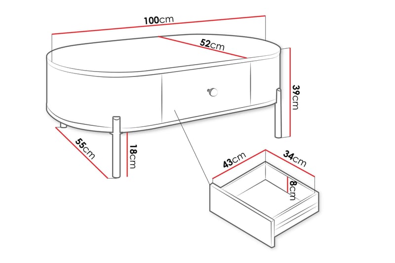Maggio Soffbord 100x55 cm - Vit - Möbler - Vardagsrum - Soffbord & vardagsrumsbord - Soffbord