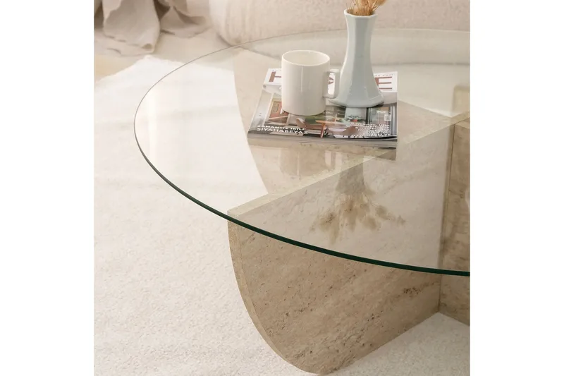 Makhan Soffbord 90 cm - Beige - Möbler - Vardagsrum - Soffbord & vardagsrumsbord - Soffbord