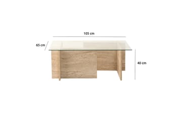 Malpani 105 cm Rektangulärt Soffbord i Sten och Glas - Klar - Möbler - Vardagsrum - Soffbord & vardagsrumsbord - Soffbord
