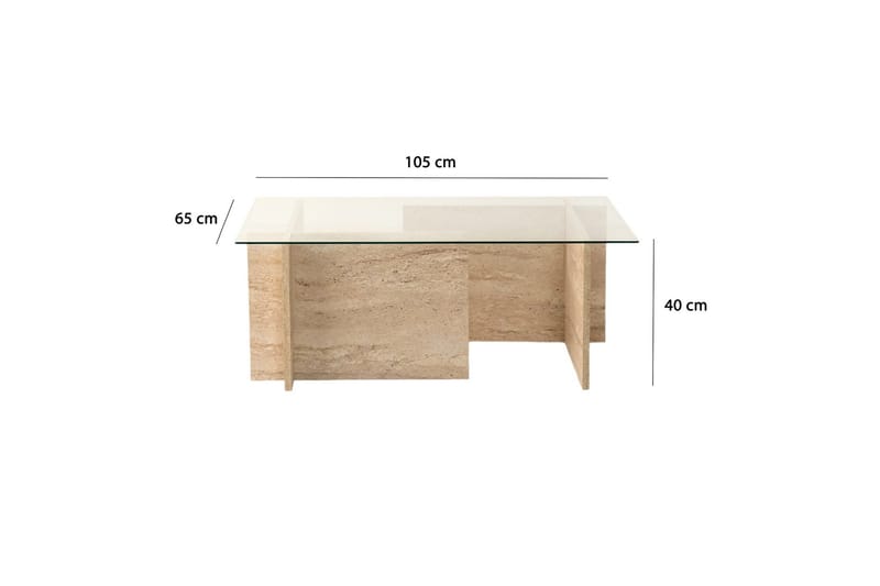 Malpani 105 cm Rektangulärt Soffbord i Sten och Glas - Klar - Möbler - Vardagsrum - Soffbord & vardagsrumsbord - Soffbord