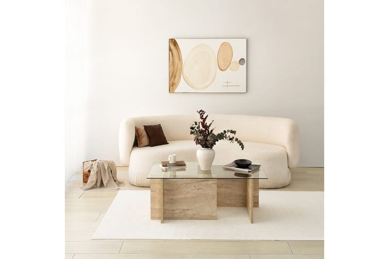 Malpani 105 cm Rektangulärt Soffbord i Sten och Glas - Klar - Möbler - Vardagsrum - Soffbord & vardagsrumsbord - Soffbord