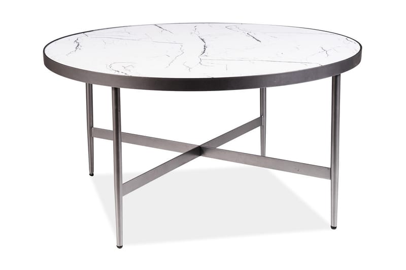 ALMAJAL Soffbord 80 cm Runt Marmormönster Vit/Grå - Bord - Marmorbord - Soffbord