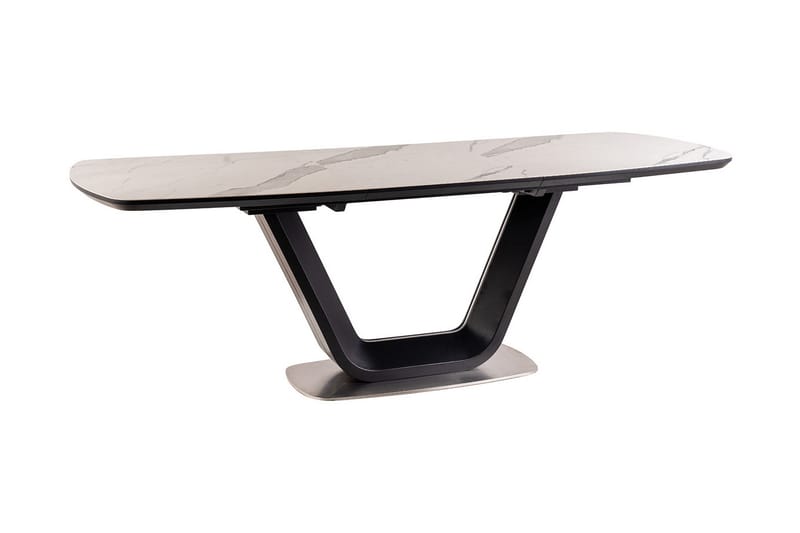 BETHAL Förlängningsbart Matbord 160 cm Keramik/Svart/Vit - Möbler - Vardagsrum - Soffbord & vardagsrumsbord - Marmorbord