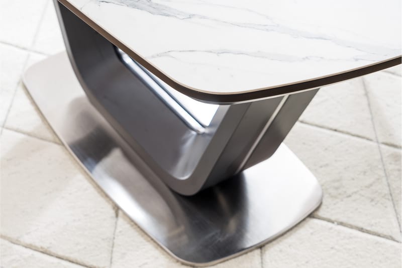 BETHAL Förlängningsbart Matbord 160 cm Keramik/Svart/Vit - Bord - Marmorbord - Matbord & köksbord