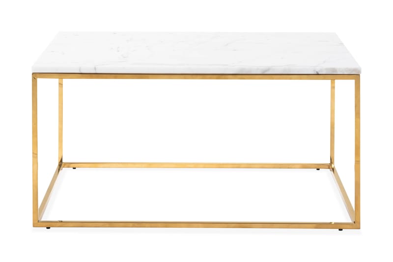 CARRIE Soffbord 90 cm Marmor/Vit/Mässing - Marmorbord - Soffbord - Bord