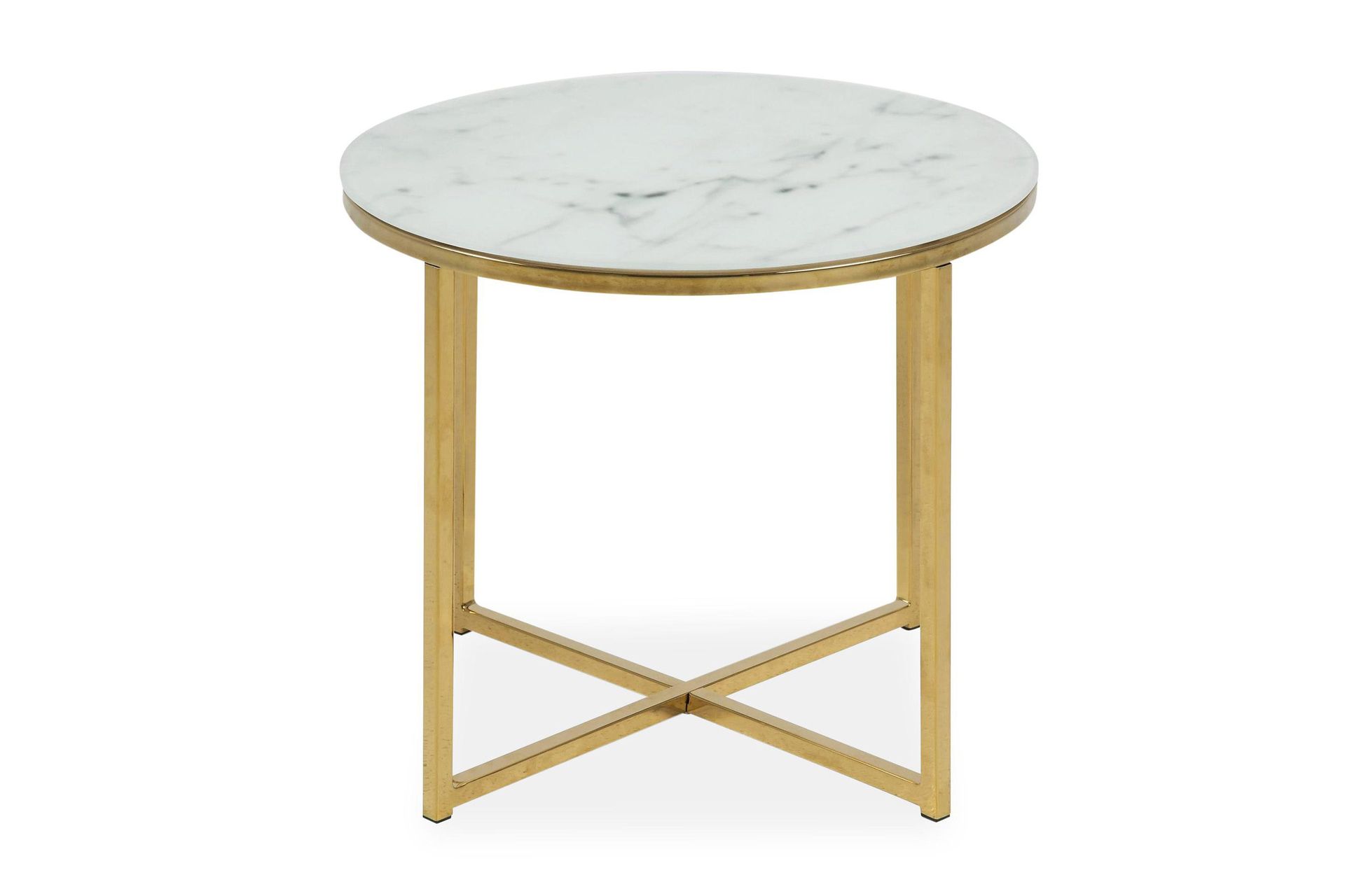 epiffer soffbord 50 cm runt marmormönster - vit/grå/mässing