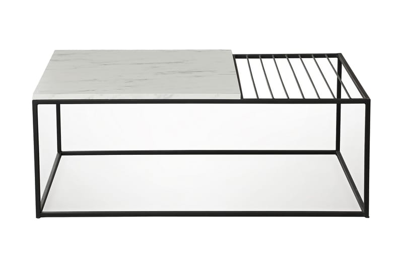 Falan Soffbord 95 cm Marmormönster Ribbor, Vit/Svart