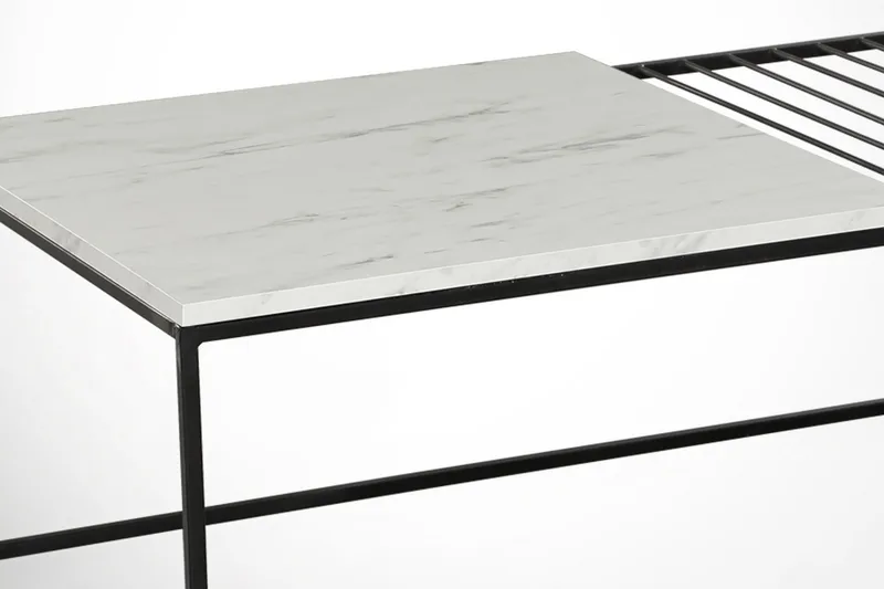 Falan Soffbord 95 cm Marmormönster Ribbor - Vit/Svart - Möbler - Vardagsrum - Soffbord & vardagsrumsbord - Marmorbord